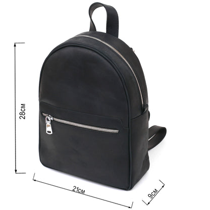 Vintage Universal Backpack SHVIGEL 16313 Black Natural Leather Made in Ukraine