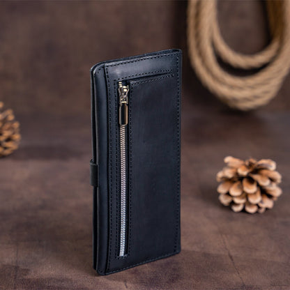 Men's Wallet SHVIGEL 16209 Vintage Black Leather, Natural Leather Material, Ukraine