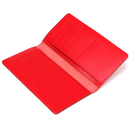 Vertical Wallet SHVIGEL 13990 Red Made of Genuine Leather from Ukraine