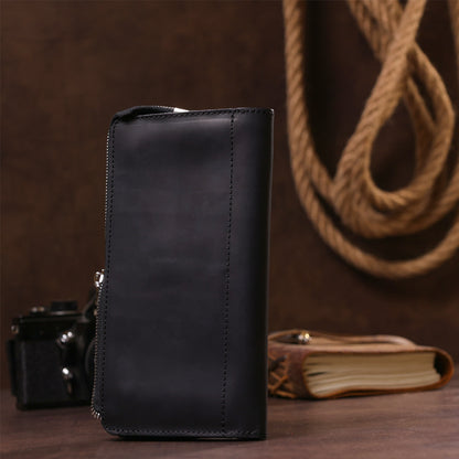 Leather Clutch SHVIGEL 16191 Matte Black Genuine Leather Made in Ukraine