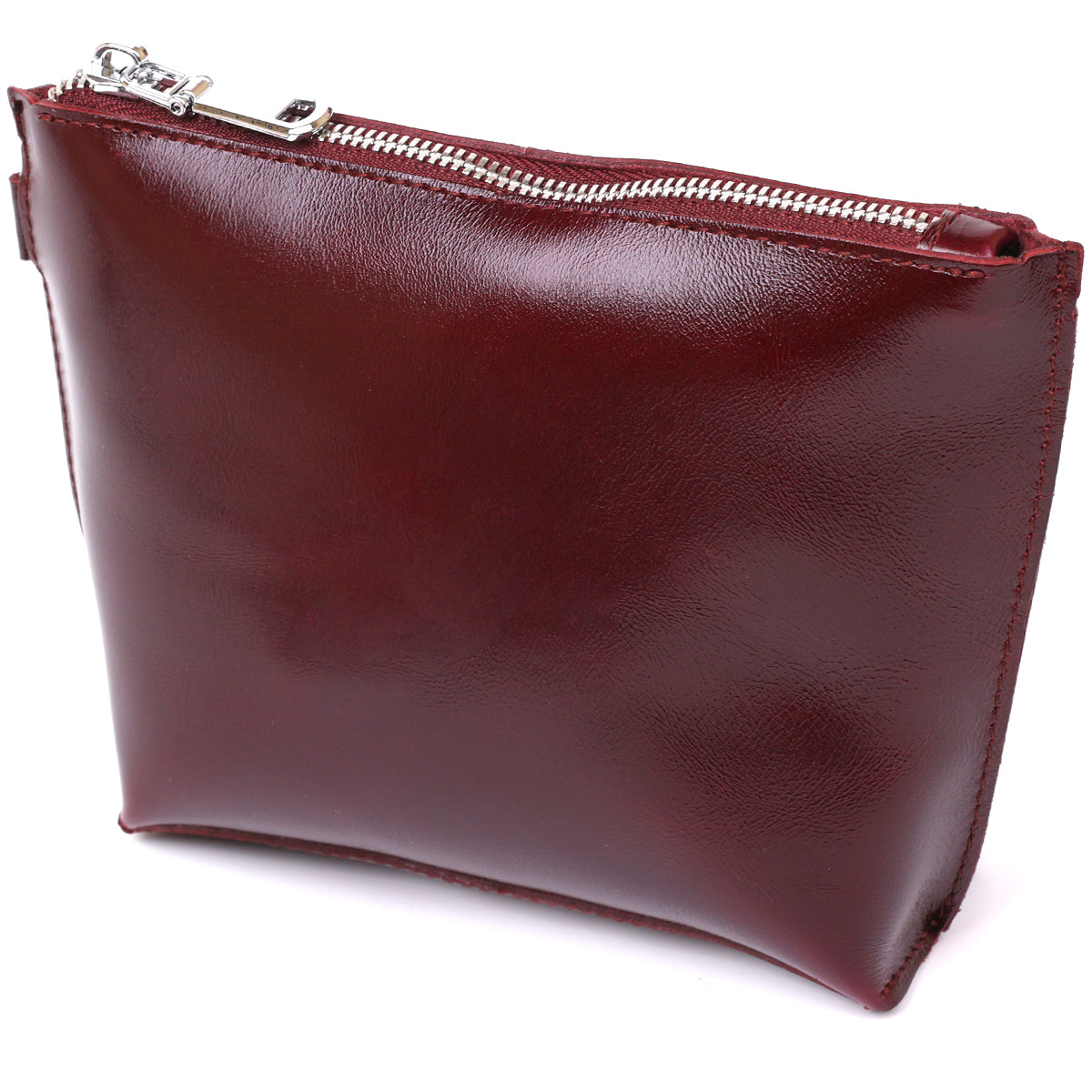 Leather Cosmetic Bag for Women SHVIGEL 16412 Burgundy Natural Leather Premium Quality