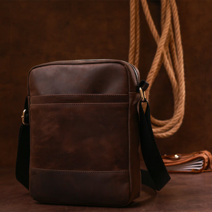 Vintage Leather Men's Bag SHVIGEL 16332 Brown - Genuine Leather Made in Ukraine