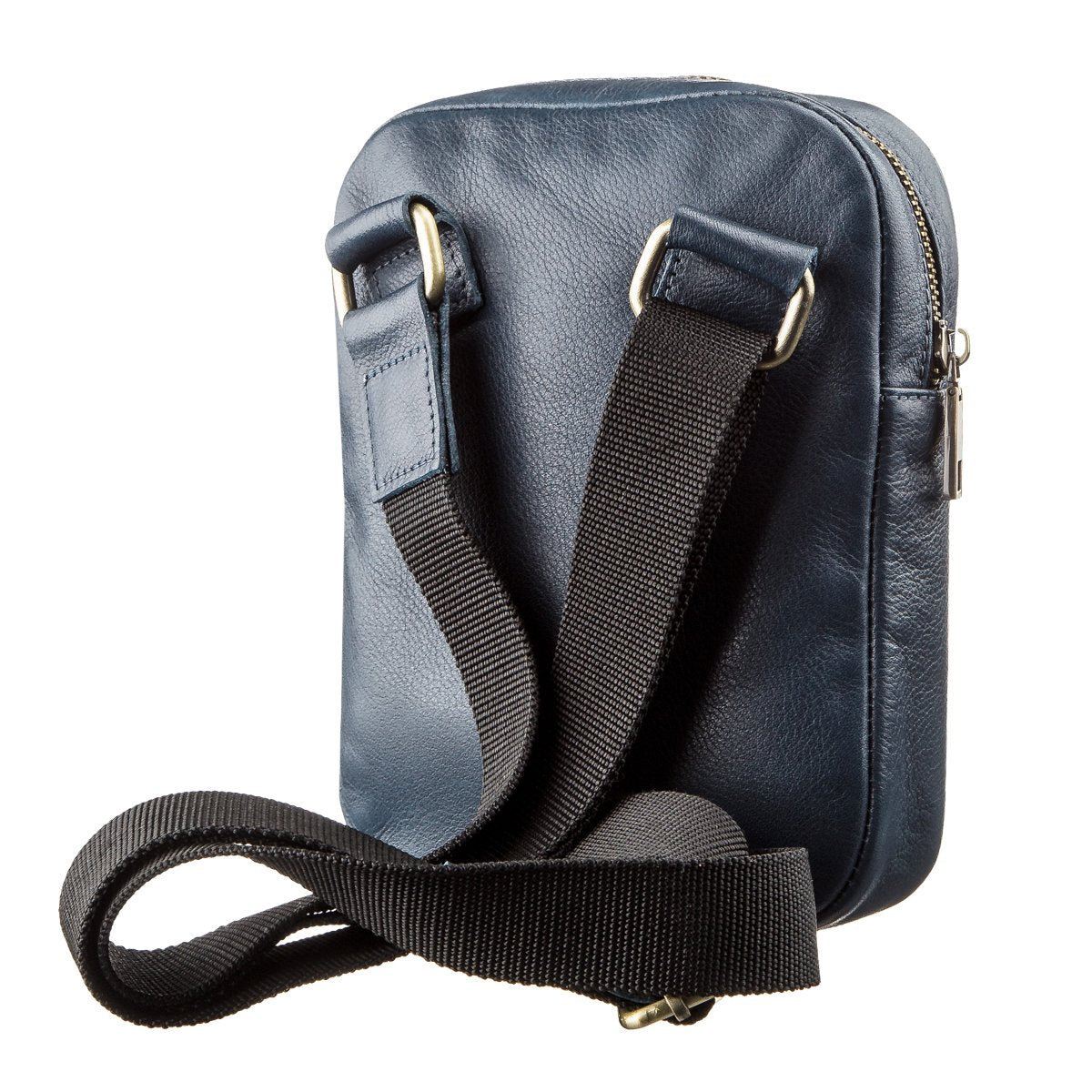 Men's Leather Bag SHVIGEL 19105 Blue Natural Leather Handmade in Ukraine