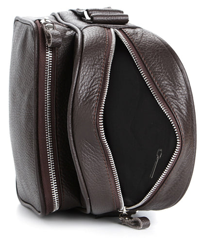 Leather Messenger Bag SHVIGEL 00899 Brown Genuine Leather, Made in Ukraine