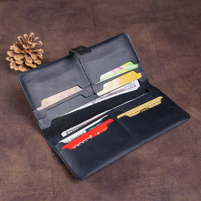 Men's Wallet SHVIGEL 16209 Vintage Black Leather, Natural Leather Material, Ukraine