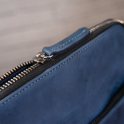 Stylish Men's Vintage Leather Messenger Bag SHVIGEL 11179 Blue, Made in Ukraine, High Quality Genuine Leather