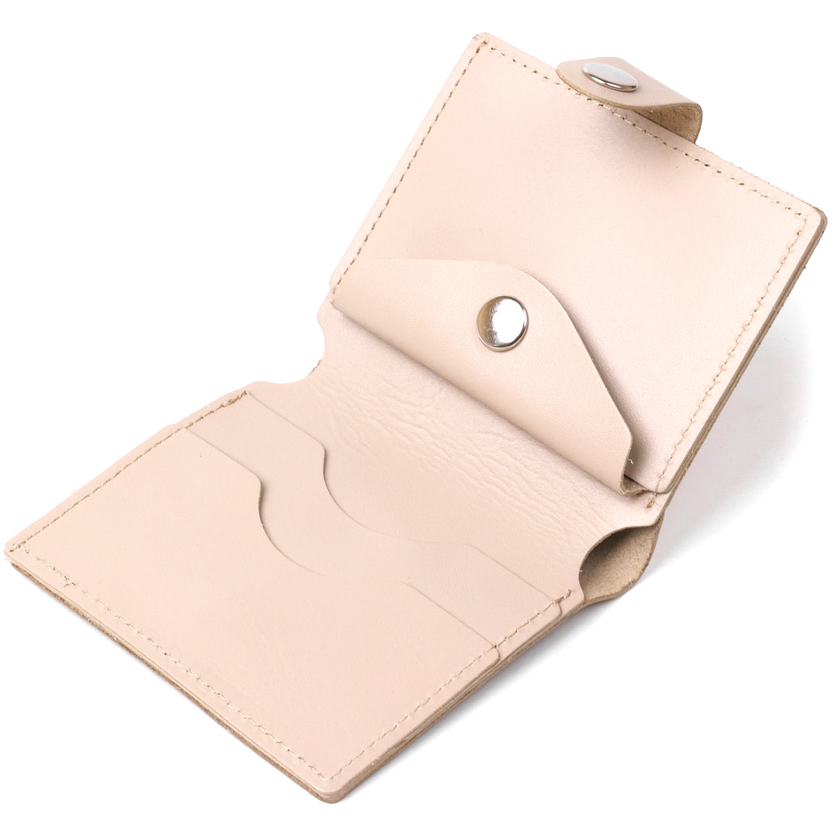 Compact Leather Wallet SHVIGEL 16489 Beige Natural Leather Handmade in Ukraine