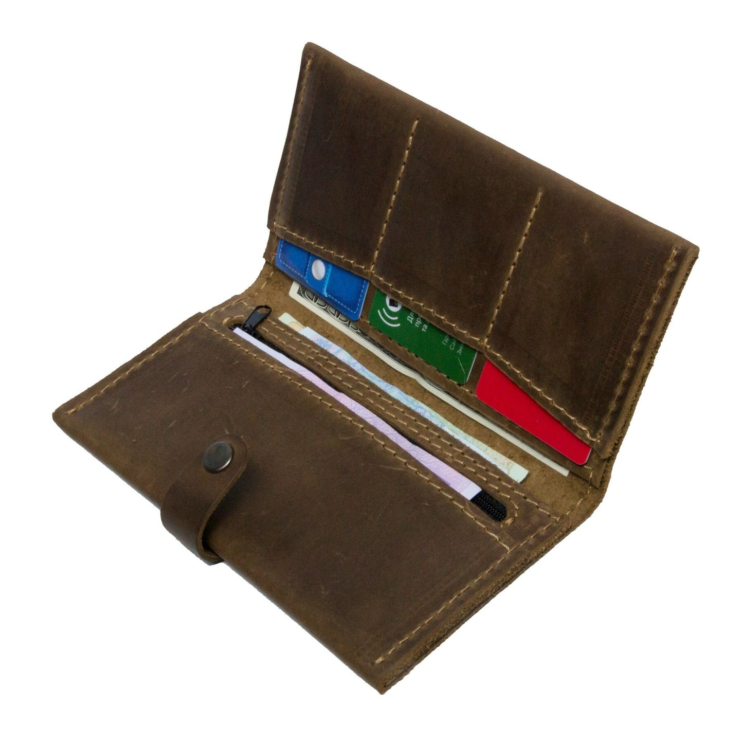 Men's Wallet SHVIGEL 12285 Brown Natural Leather Handmade in Ukraine