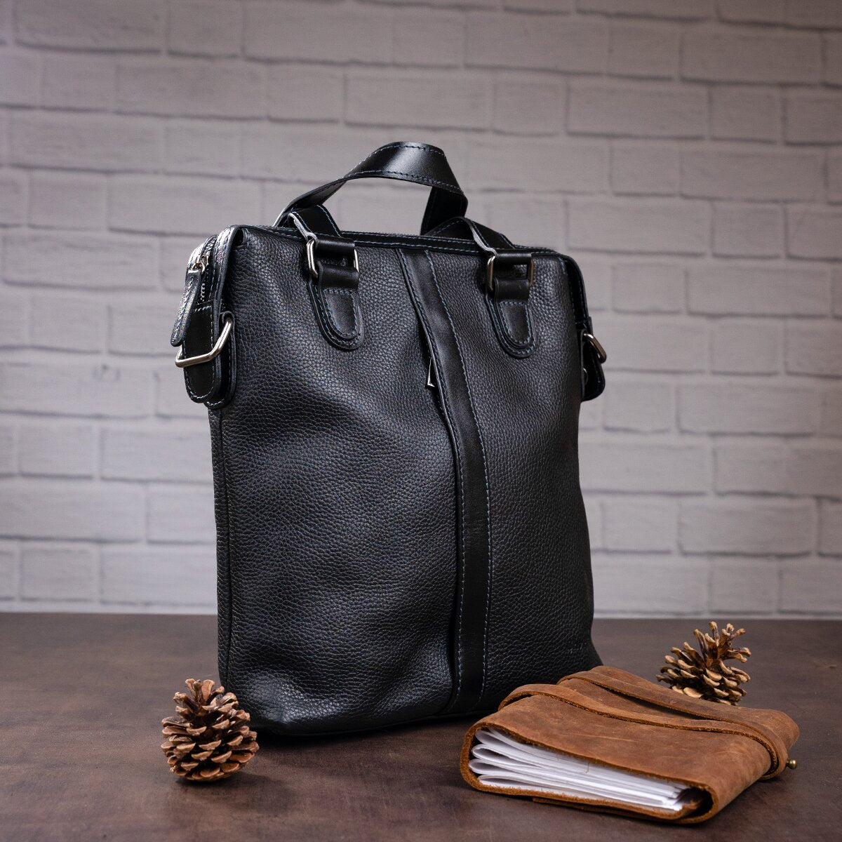 Leather Men's Bag SHVIGEL 11114 Black Natural Leather Stylish Design