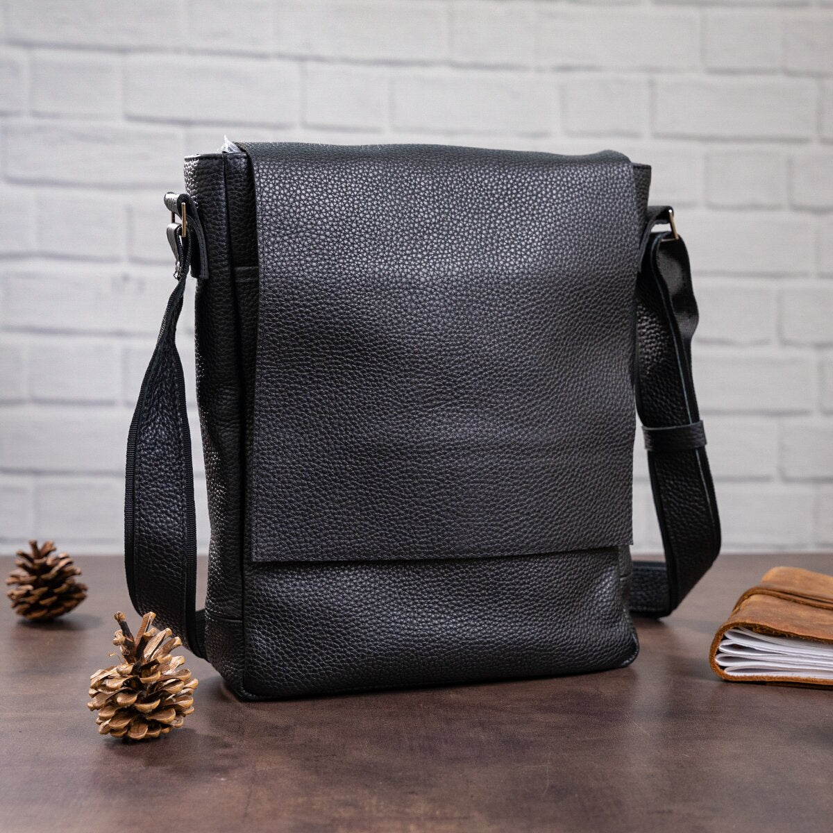 Leather Bag SHVIGEL 11080 Black Made in Ukraine, Genuine Leather Material