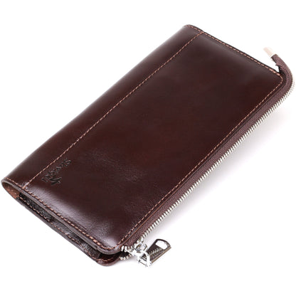 Men's Leather Clutch SHVIGEL 16184 Brown | Premium Natural Leather Design
