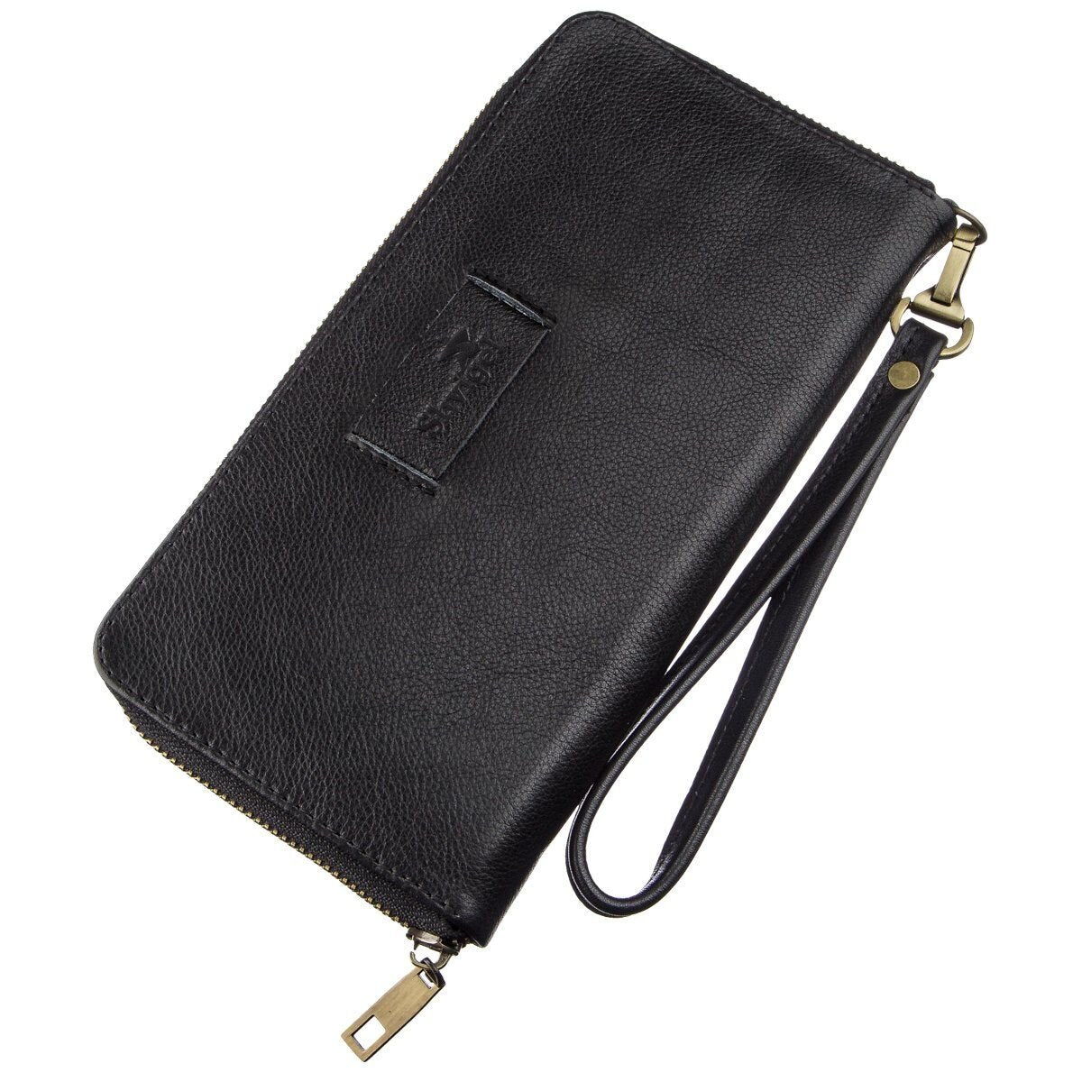 Men's Horizontal Leather Clutch by SHVIGEL 19120 in Black - Genuine Leather, Ukrainian Craftsmanship