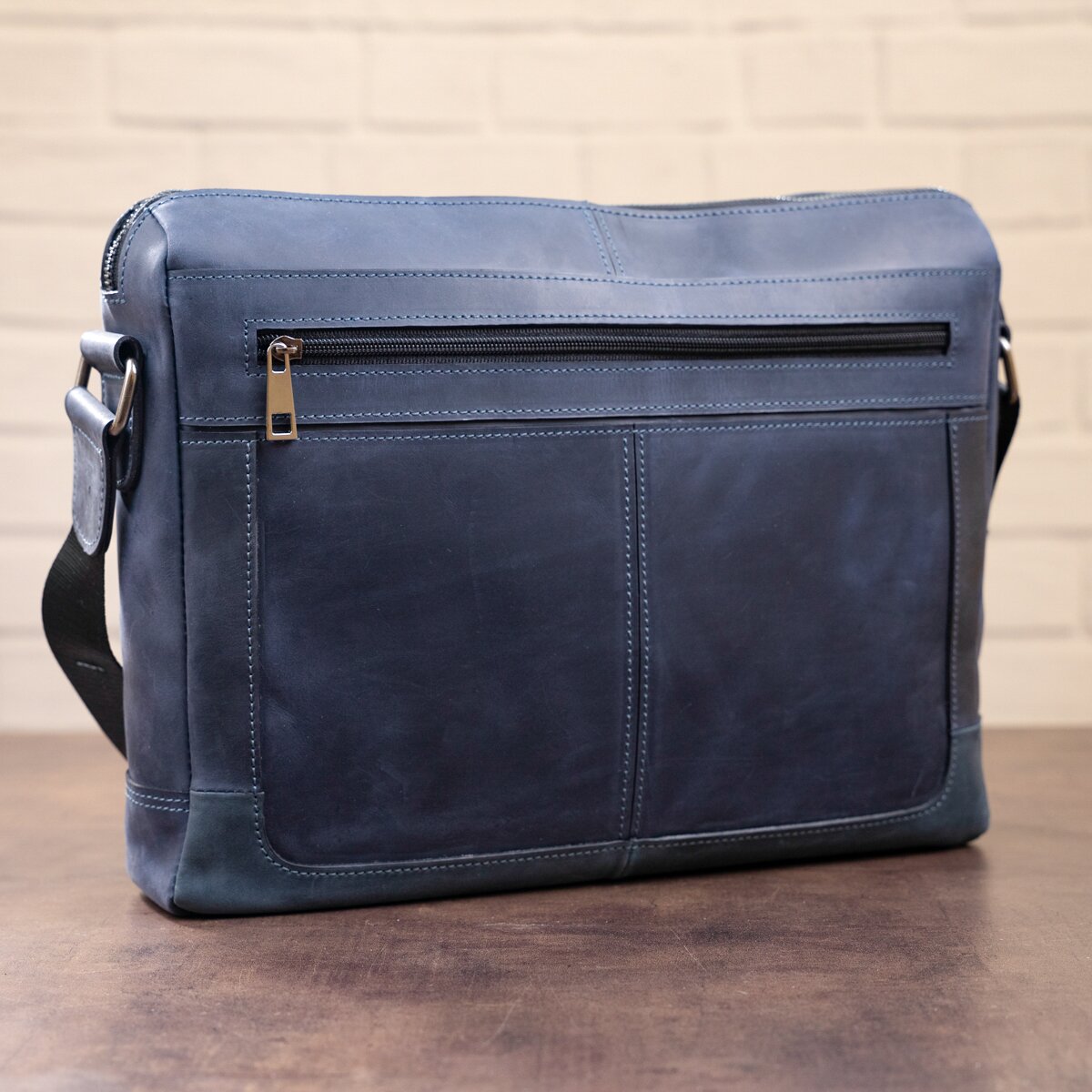 Business Men’s Leather Shoulder Bag SHVIGEL 11249 Blue Genuine Leather Design