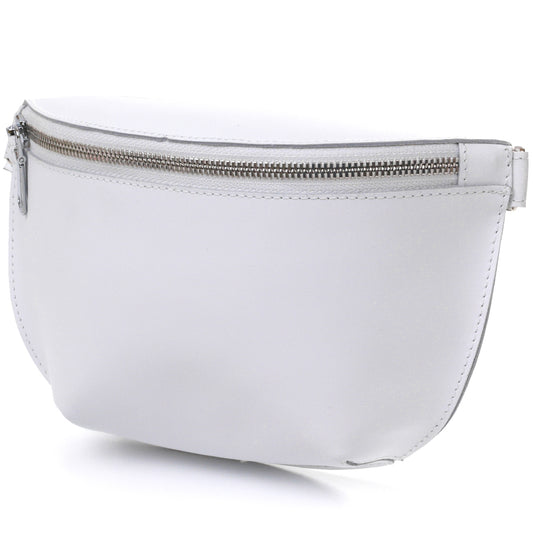 Leather Women's Banana Bag SHVIGEL 16384 White Natural Leather Design