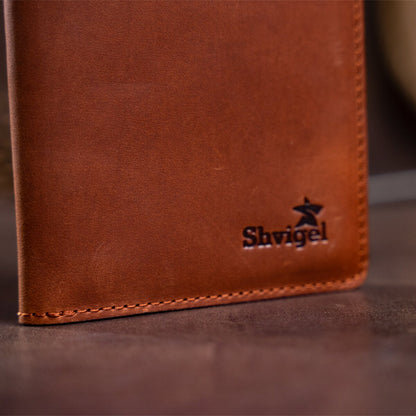 Men's Vertical Wallet SHVIGEL 16199 Red Matte Genuine Leather from Ukraine