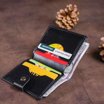 Vertical Men's Leather Wallet SHVIGEL 16225 Black Genuine Leather Crafted in Ukraine