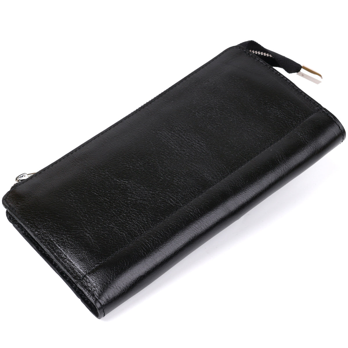 Unisex Leather Clutch SHVIGEL 16186 Black, Made in Ukraine, Natural Leather