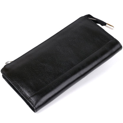 Unisex Leather Clutch SHVIGEL 16186 Black, Made in Ukraine, Natural Leather