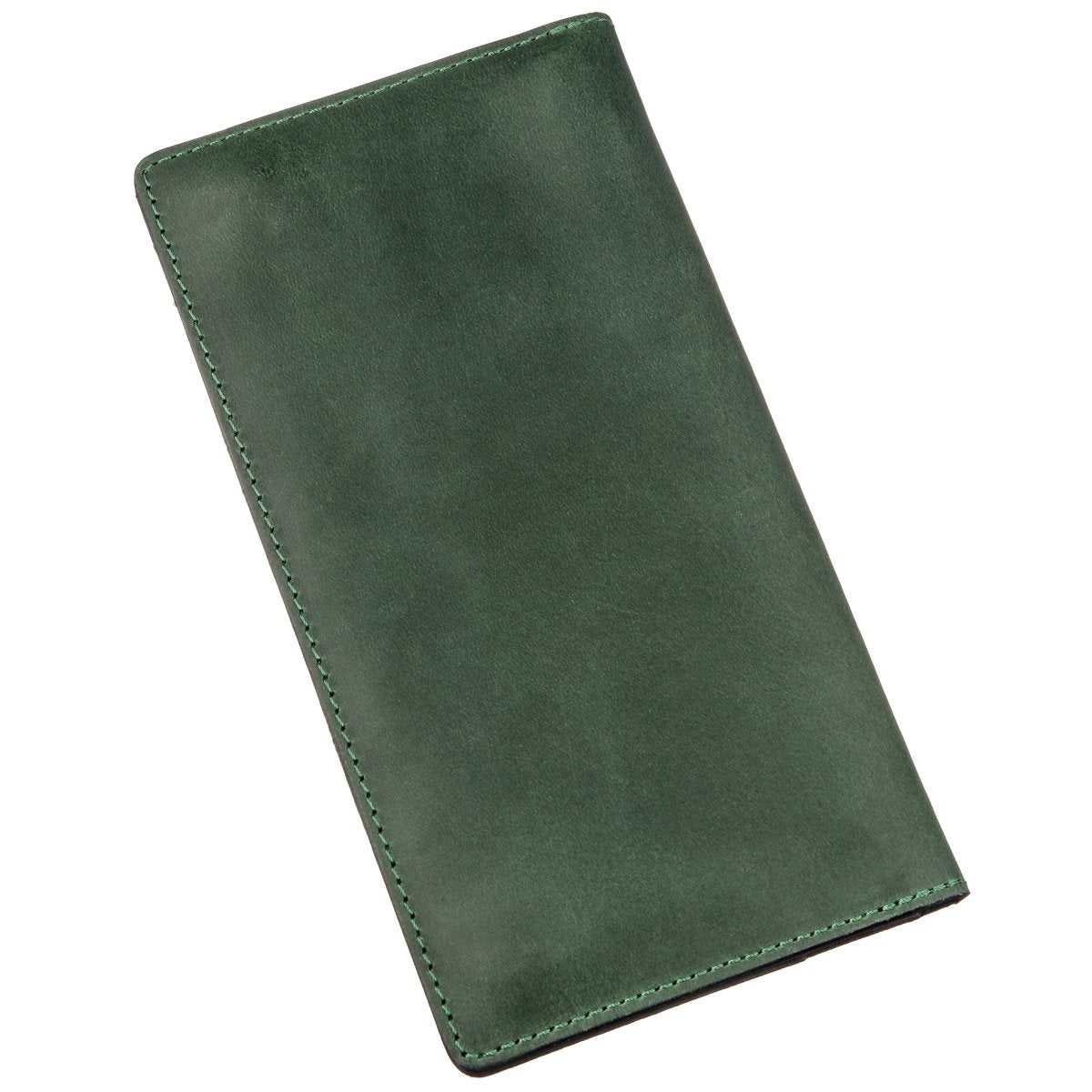 Unisex Vertical Wallet SHVIGEL 16197 Green Crazy Horse Leather Made in Ukraine