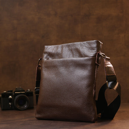 Leather Shoulder Bag SHVIGEL 11601 Brown Natural Leather Stylish Design