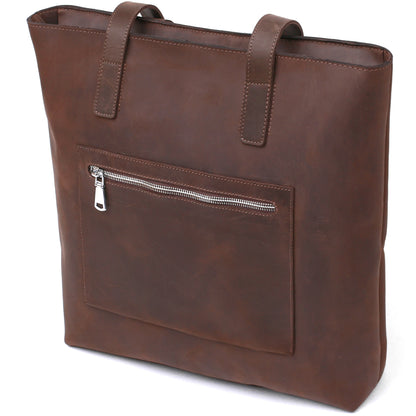 Vintage Women's Leather Shopper Bag SHVIGEL 16349 Brown Natural Leather
