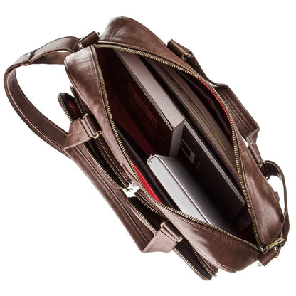 Men's Leather Laptop Bag SHVIGEL 19109 Brown Made of Genuine Leather