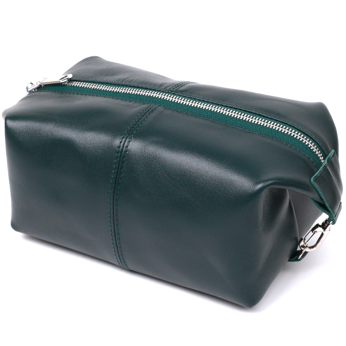 Universal Cosmetic Bag SHVIGEL 16405 Green Natural Leather Practical Design