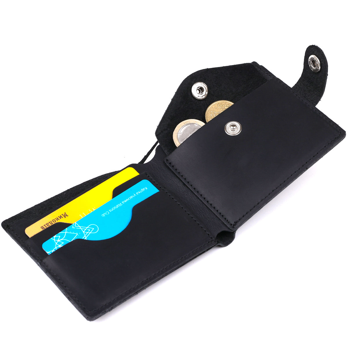 Men's Leather Wallet SHVIGEL 16432 Black, Crafted from Premium Natural Leather, Ukraine