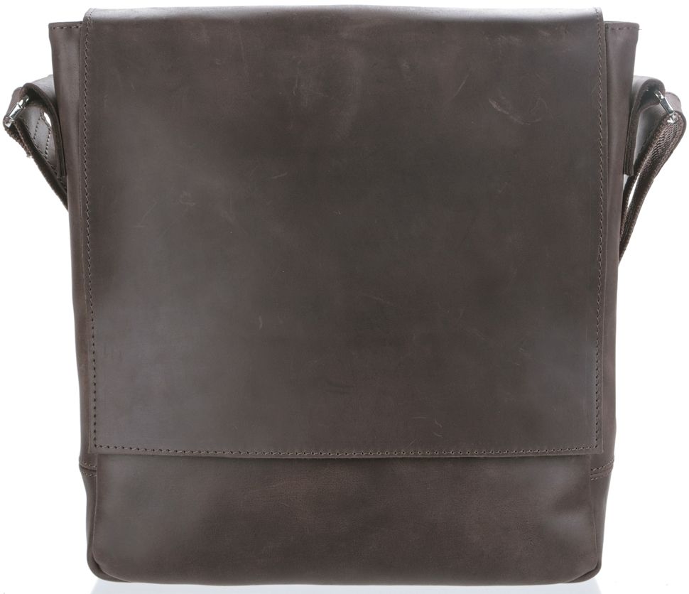 Messenger Bag SHVIGEL 00886 Brown Genuine Leather Handmade in Ukraine