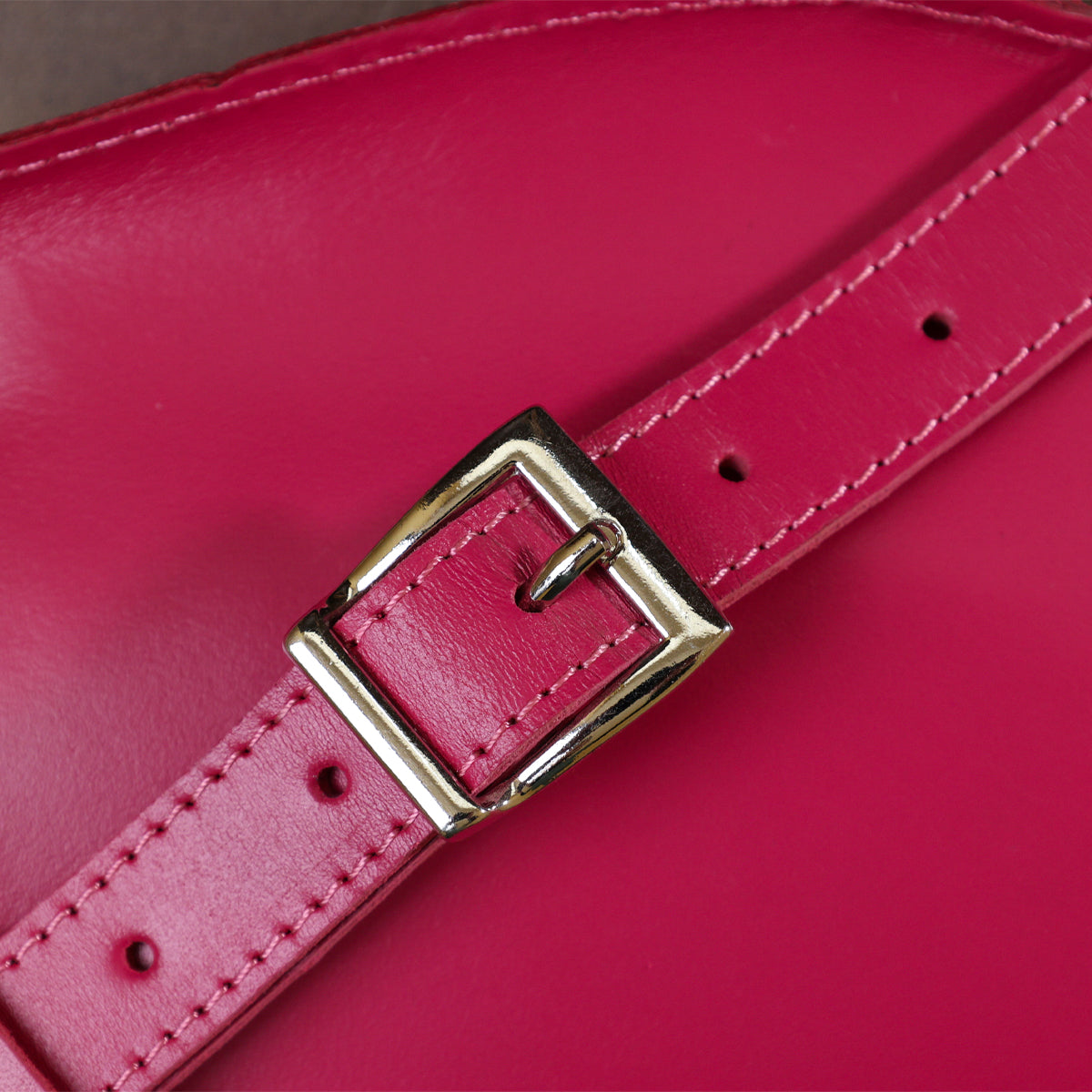 Stylish Women's Leather Banana Bag SHVIGEL 16392 Raspberry Color Premium Quality