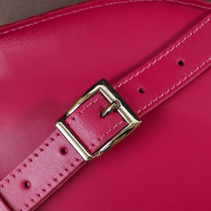 Stylish Women's Leather Banana Bag SHVIGEL 16392 Raspberry Color Premium Quality