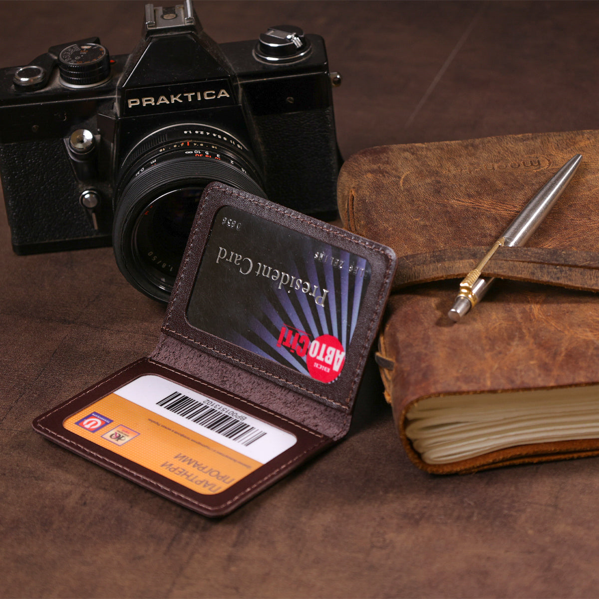 Leather Driver's License Cover SHVIGEL 13971 Brown Natural Leather Durable Design