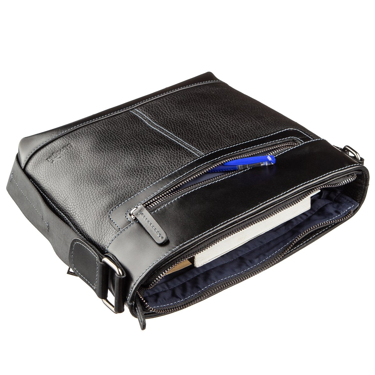 Men's Multifunctional Bag SHVIGEL 11181 Black Genuine Leather from Ukraine