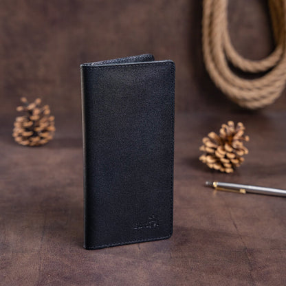 Vertical Leather Wallet SHVIGEL 13991 Black Genuine Leather with Slim Design