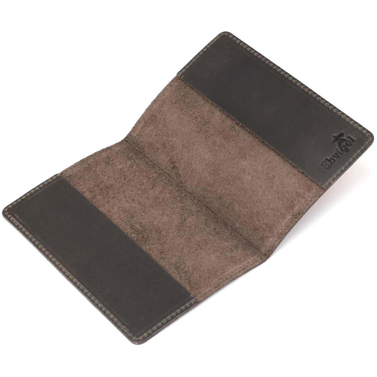 Leather Passport Cover SHVIGEL 16132 European Quality Grey Genuine Leather