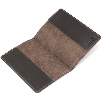 Leather Passport Cover SHVIGEL 16132 European Quality Grey Genuine Leather
