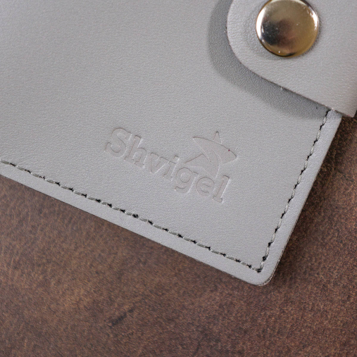 Compact Fashionable Wallet SHVIGEL 16493 Gray Genuine Leather from Ukraine