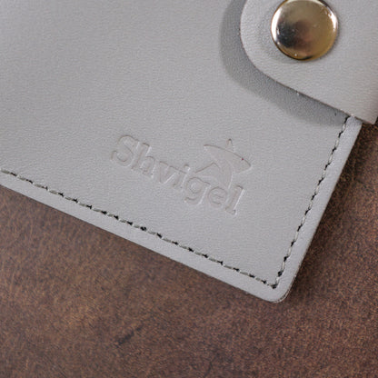 Compact Fashionable Wallet SHVIGEL 16493 Gray Genuine Leather from Ukraine