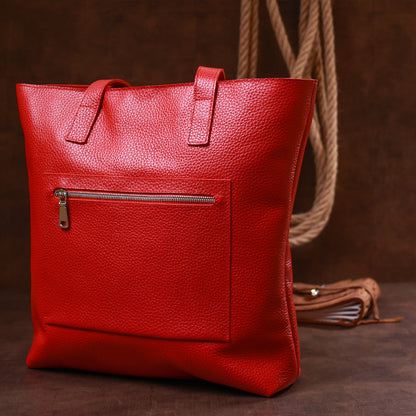 Leather Women's Bag SHVIGEL 16355 Red, Made in Ukraine, Genuine Leather Material