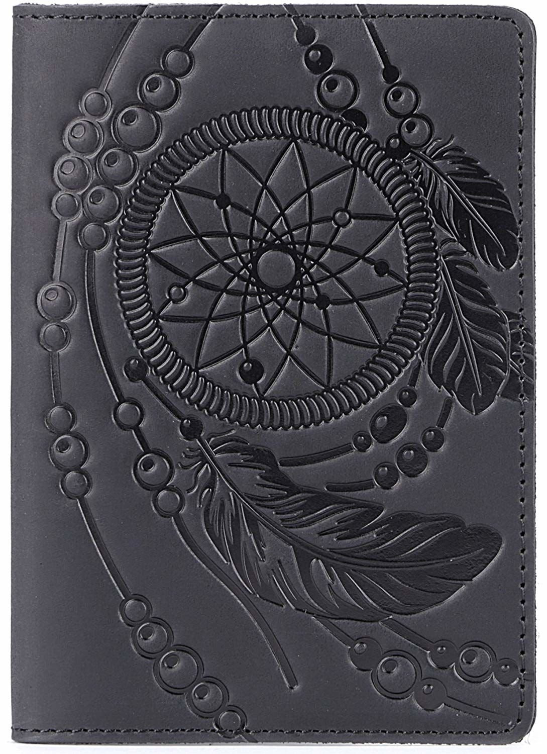 Passport Cover SHVIGEL 13837 Black Genuine Leather Handmade from Ukraine