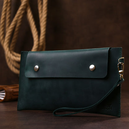 Vintage Matte Women's Travel Cosmetic Bag SHVIGEL 16430 Green Made of Genuine Leather