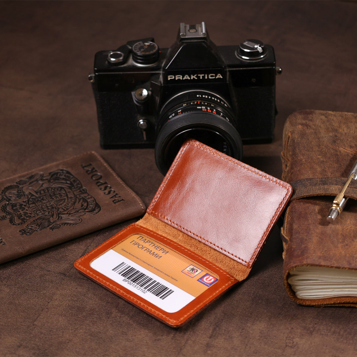 Leather Cover for Driver's Plastic Documents SHVIGEL 16077, Natural Leather, Ukraine