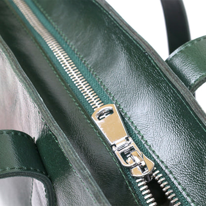 Leather Women's Shopper Bag SHVIGEL 16367 Green Made in Ukraine Genuine Leather