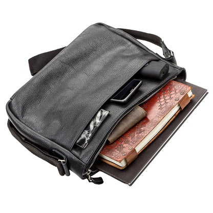 Black SHVIGEL Leather Bag 00797 - Premium Quality Natural Leather, Made in Ukraine