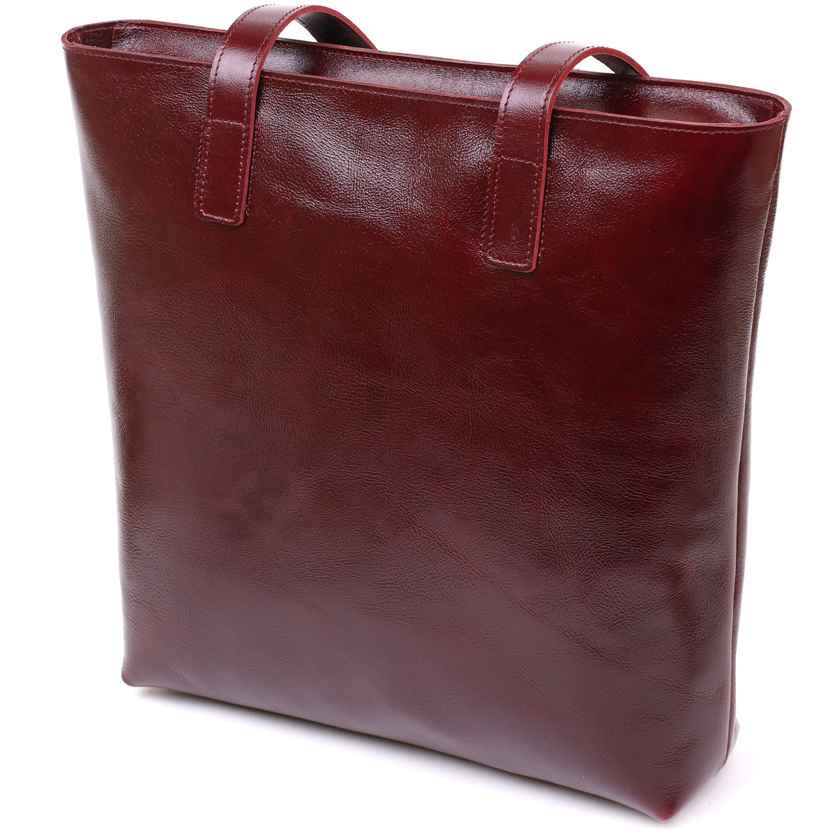 Stylish Women's Leather Tote Bag SHVIGEL 16368 Burgundy Natural Leather, Made in Ukraine