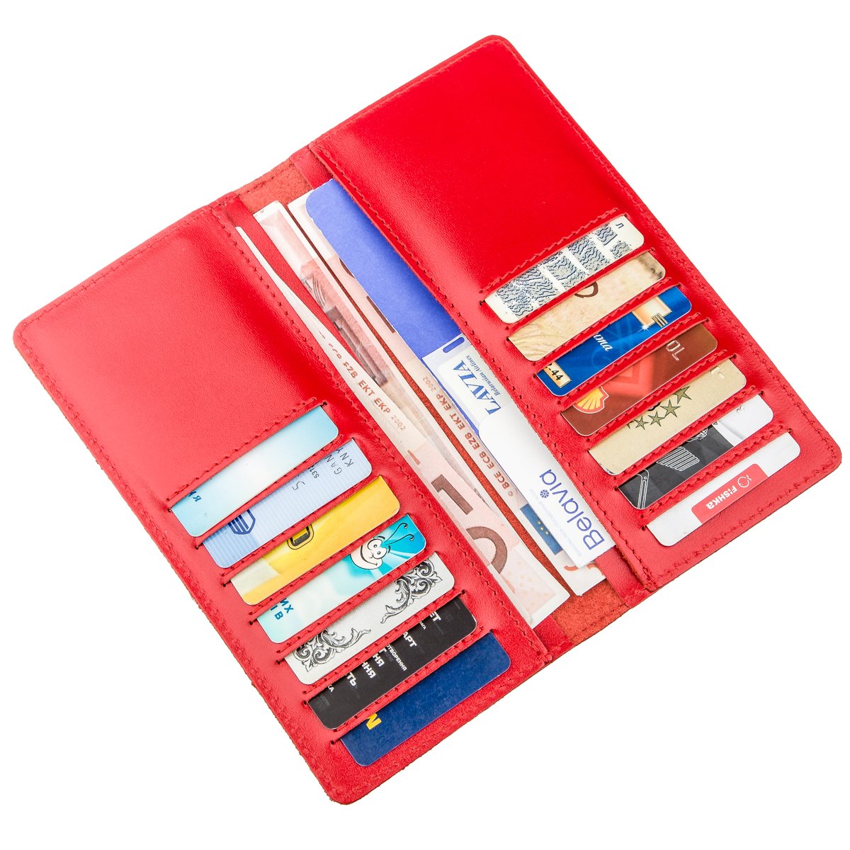 Vertical Wallet SHVIGEL 13990 Red Made of Genuine Leather from Ukraine