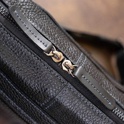 Business Shoulder Bag for Men SHVIGEL 11244 Black Genuine Floater Leather