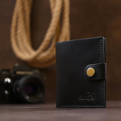 Men's Leather Wallet SHVIGEL 16474 Black Genuine Leather Made in Ukraine