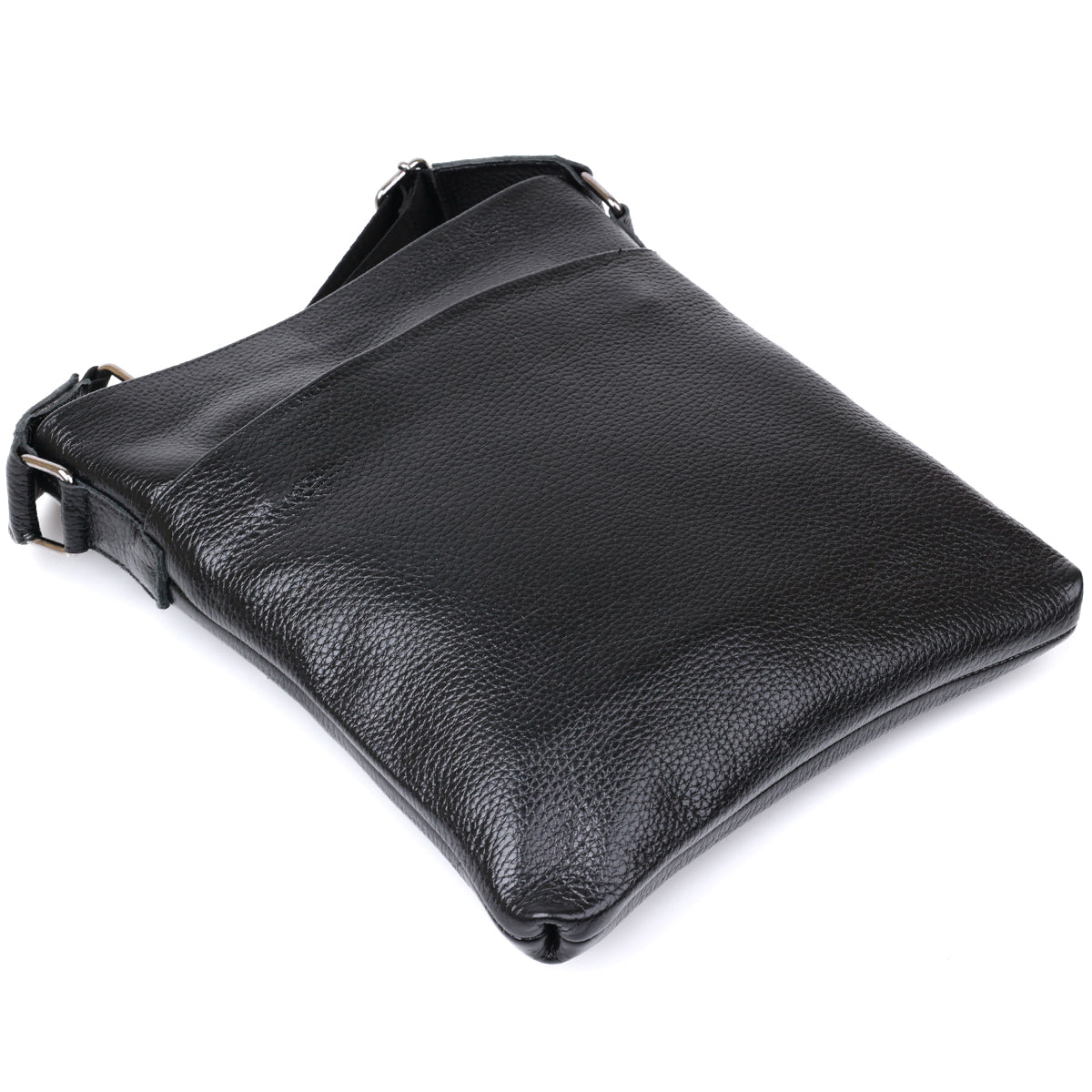 Leather Crossbody Bag SHVIGEL 11603 Black, Durable Natural Leather, Made in Ukraine