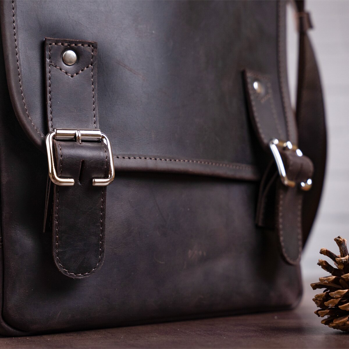 Men's Vintage Leather Bag SHVIGEL 11129 Brown Natural Leather Material